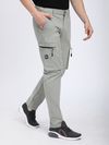 Light Grey Slant Zipper Pocket Cargo Pants