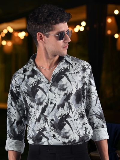 Light Grey Splash Printed Shirt