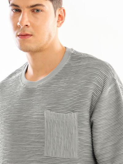 Light Grey Textured Oversized T-shirt
