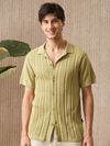 Light Mustard Yellow Knitted Shirt For Men