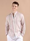 Light Pink Stripe Mandarin Collar Shirt