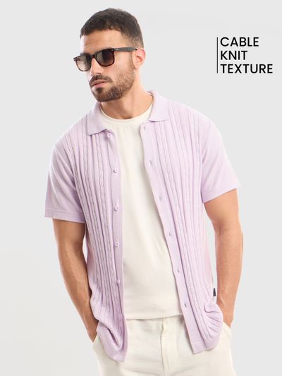 Lilac Knitted Shirt For Men