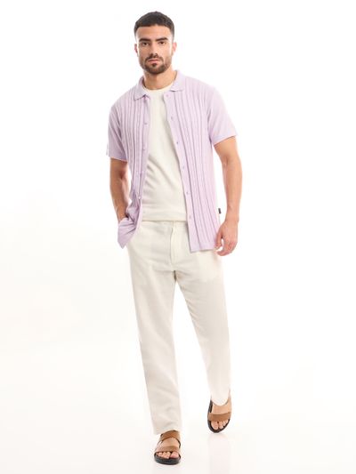 Lilac Knitted Shirt For Men