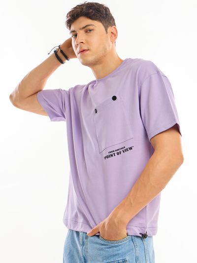 Lilac Tilted Patch Pocket Oversized T-shirt Shop Oversized T Shirt For Men,