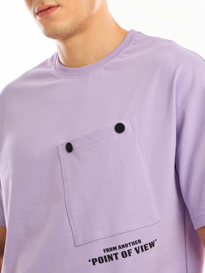 Lilac Tilted Patch Pocket Oversized T-shirt Lilac Tilted Patch Pocket Oversized T-shirt