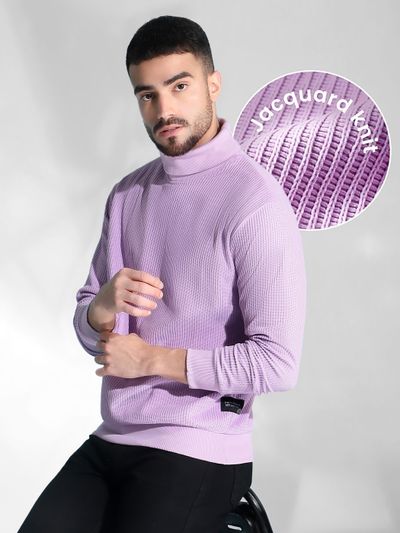 Lilac Turtle Neck Sweatshirt best quality mens sweatshirts online at Beyoung,