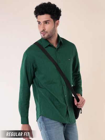 Lush Green Full Sleeves Casual Shirt for Men