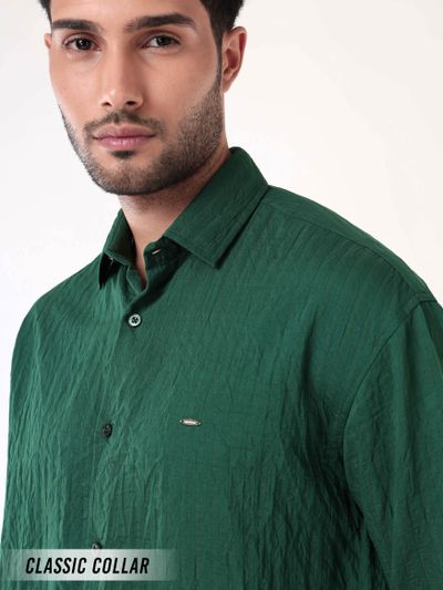 Lush Green Full Sleeves Casual Shirt for Men