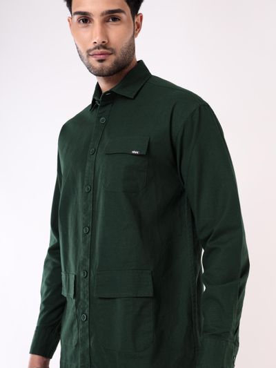 Lush Green Oversized Shacket for Men