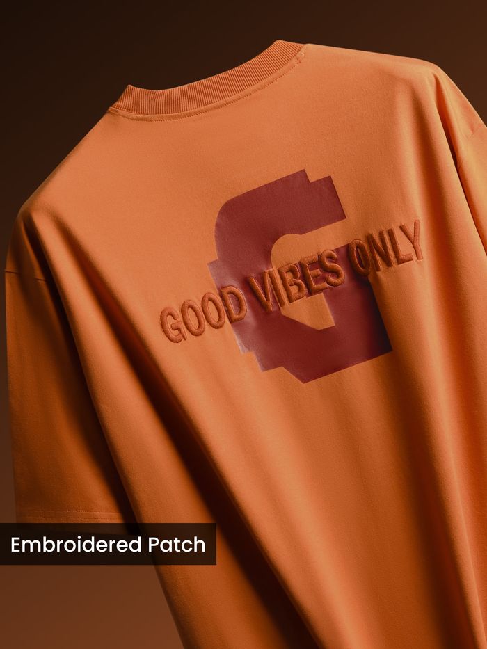 Buy Men's Maple Orange Chest Patch Oversized T-shirt at Beyoung