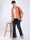 Maple Orange Dual Pocketed Suede Shirt