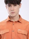 Maple Orange Dual Pocketed Suede Shirt