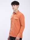 Maple Orange Dual Pocketed Suede Shirt