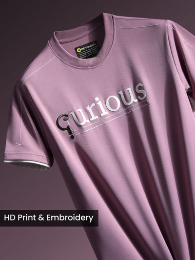Mauve Pink HD Embroidered Dual Sleeves T-Shirt Mauve Pink HD Embroidered Dual Sleeves Oversized T-Shirt