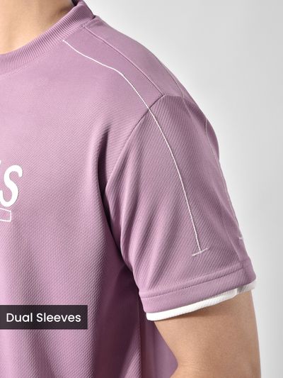 Mauve Pink HD Embroidered Dual Sleeves T-Shirt Mauve Pink HD Embroidered Dual Sleeves Oversized T-Shirt