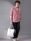 Mauve Pink Plain Suede Urban Shirt for Men