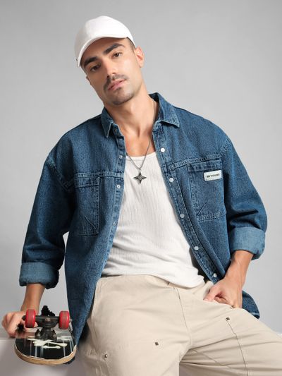 Mid-Blue Vintage Wash Denim Shirt