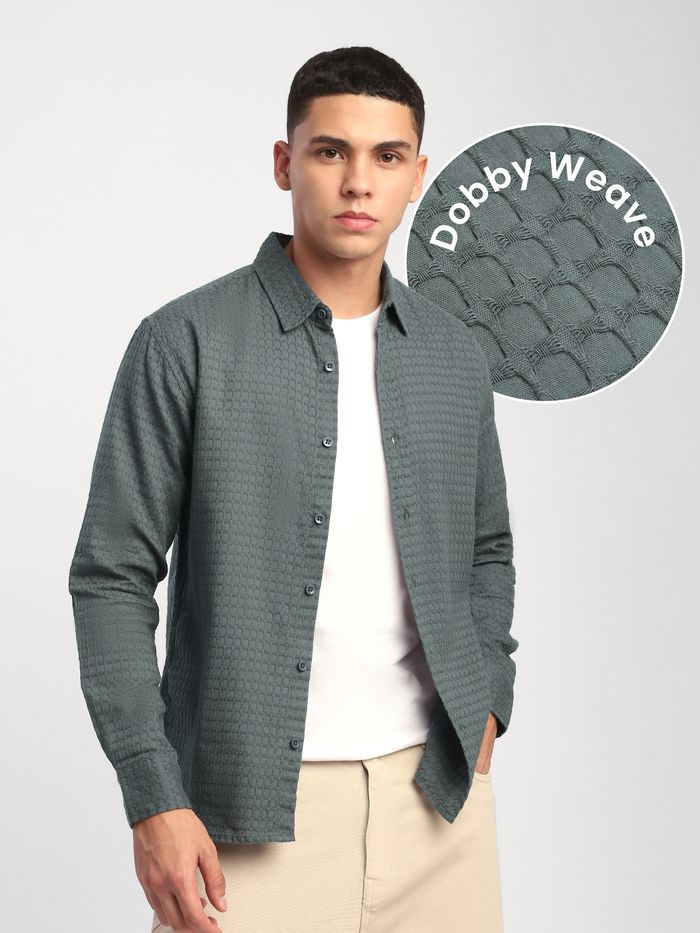 Mid Grey Jacquard Round Textured Shirt