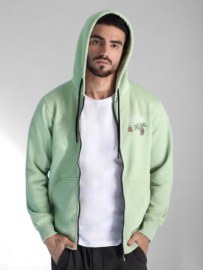 Mint Green Printed Zipper Hoodie best hoodie to keep you warm,