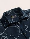 Navy Blue Abstract Embroidered Shacket