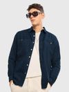 Navy Blue Cord Dobby Shirt For Men