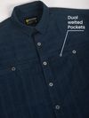 Navy Blue Cord Dobby Shirt For Men