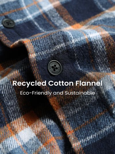 Navy Blue Recycled Check Flannel Shirt