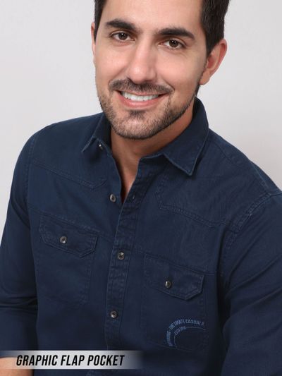 Navy Blue Sulphur Twill Shirt for Men