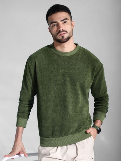 Olive Green Elbow Patch Sweatshirt Olive Green Elbow Patch Sweatshirt