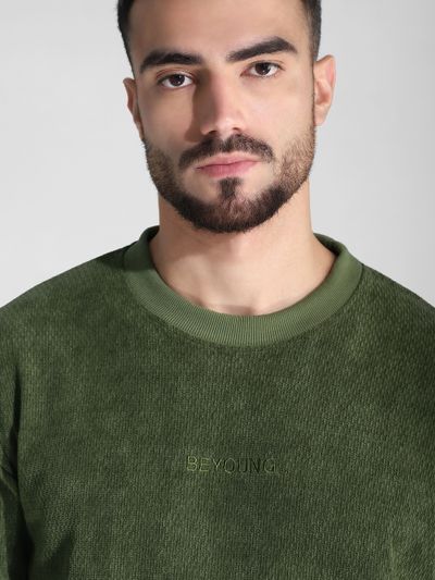 Olive Green Elbow Patch Sweatshirt Olive Green Elbow Patch Sweatshirt