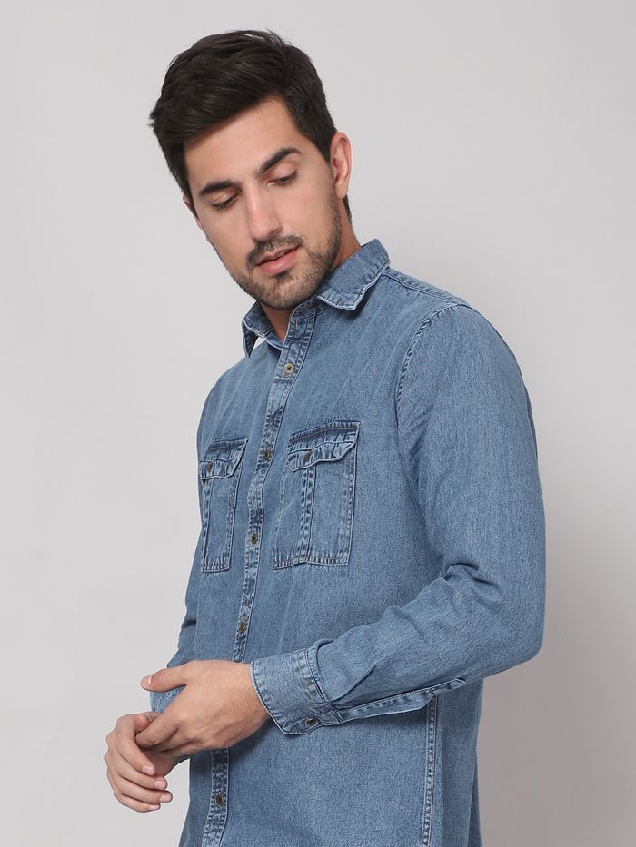 Buy Pacific Blue Denim Shirt for Men Online in India Beyoung