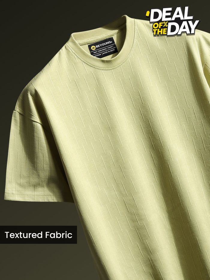 Pale Green Textured Oversized T-shirt