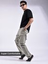 Pale Grey Zip Pocket 3D Cargo Pants