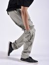 Pale Grey Zip Pocket 3D Cargo Pants