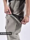 Pale Grey Zip Pocket 3D Cargo Pants