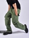 Pale Olive Pleated Elasticated Cargo Pants