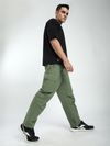 Pale Olive Pleated Elasticated Cargo Pants