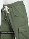 Pale Olive Pleated Elasticated Cargo Pants
