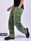 Pale Olive Pleated Elasticated Cargo Pants