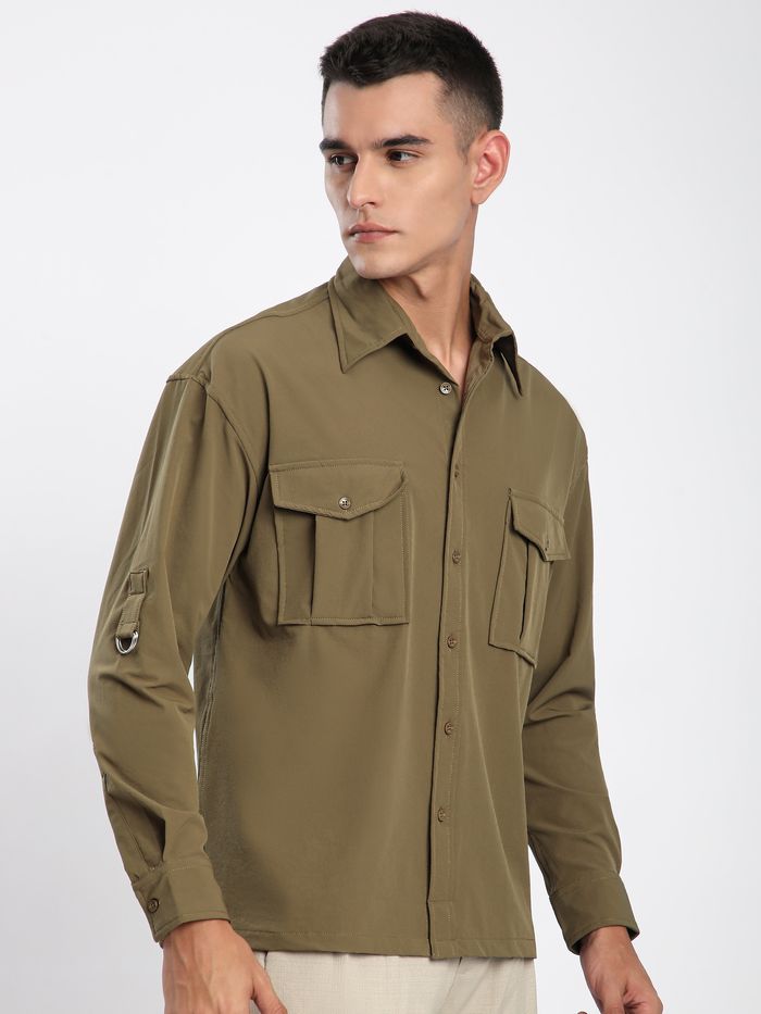 Peanut Brown Roll-Up Sleeve Shirt