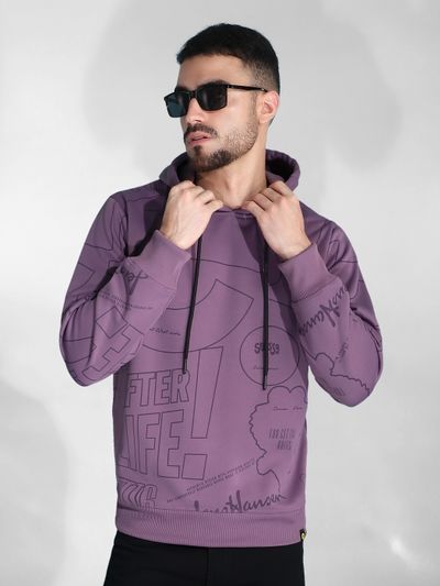 Purple After Life Comic Printed Hoodie Men's purple printed hoodie with graphic design.