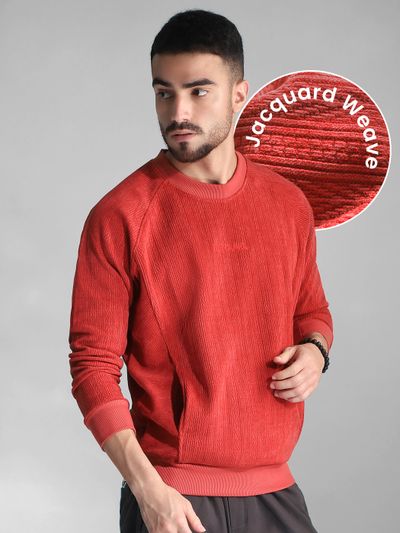 Red Cut and Sew Sweatshirt round neck sweatshirts for men online,