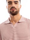 Rose Pink Flat Knit Men?s Polo T-Shirt?