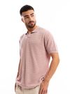 Rose Pink Flat Knit Men?s Polo T-Shirt?