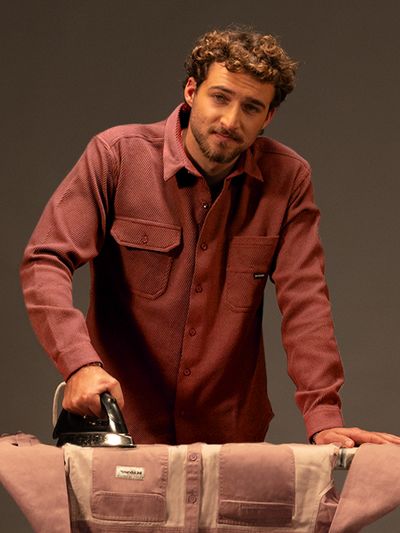 Rust Brown Diagonal Striped Shirt