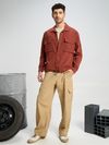 Rust Brown Utility Pockets Urban Shirt for Men