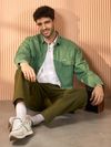Sage Green Over Dyed Denim Shirt for Men