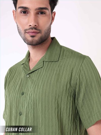 Sage Green Striped Casual Shirt for Men Sage Green Striped Casual Shirt for Men
