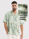 Seafoam Green Crocodile Textured Cuban Mens Shirt