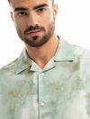 Seafoam Green Crocodile Textured Cuban Mens Shirt
